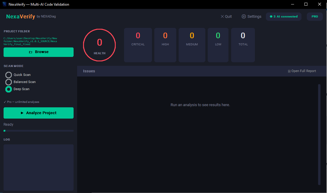 NexaVerify — empty state before analysis